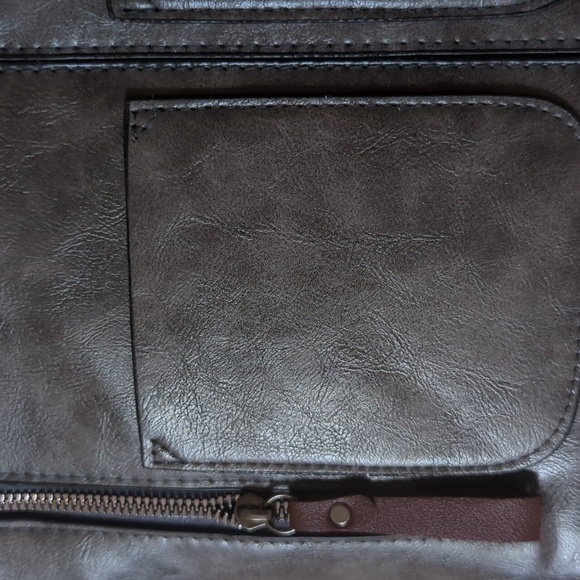 Satchel Crossbody Bag Leather Look Casual Shoulder Handbag Taupe/Brown Medium - Picture 2 of 14